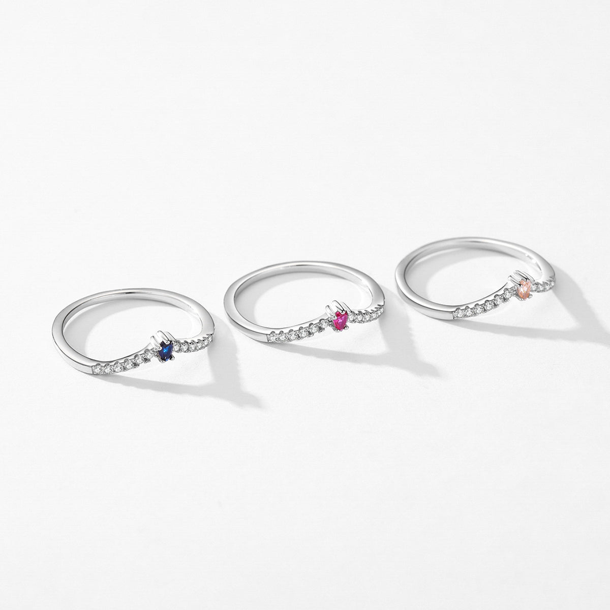 Minimalist Sterling Silver Zircon Stacking Ring for Women