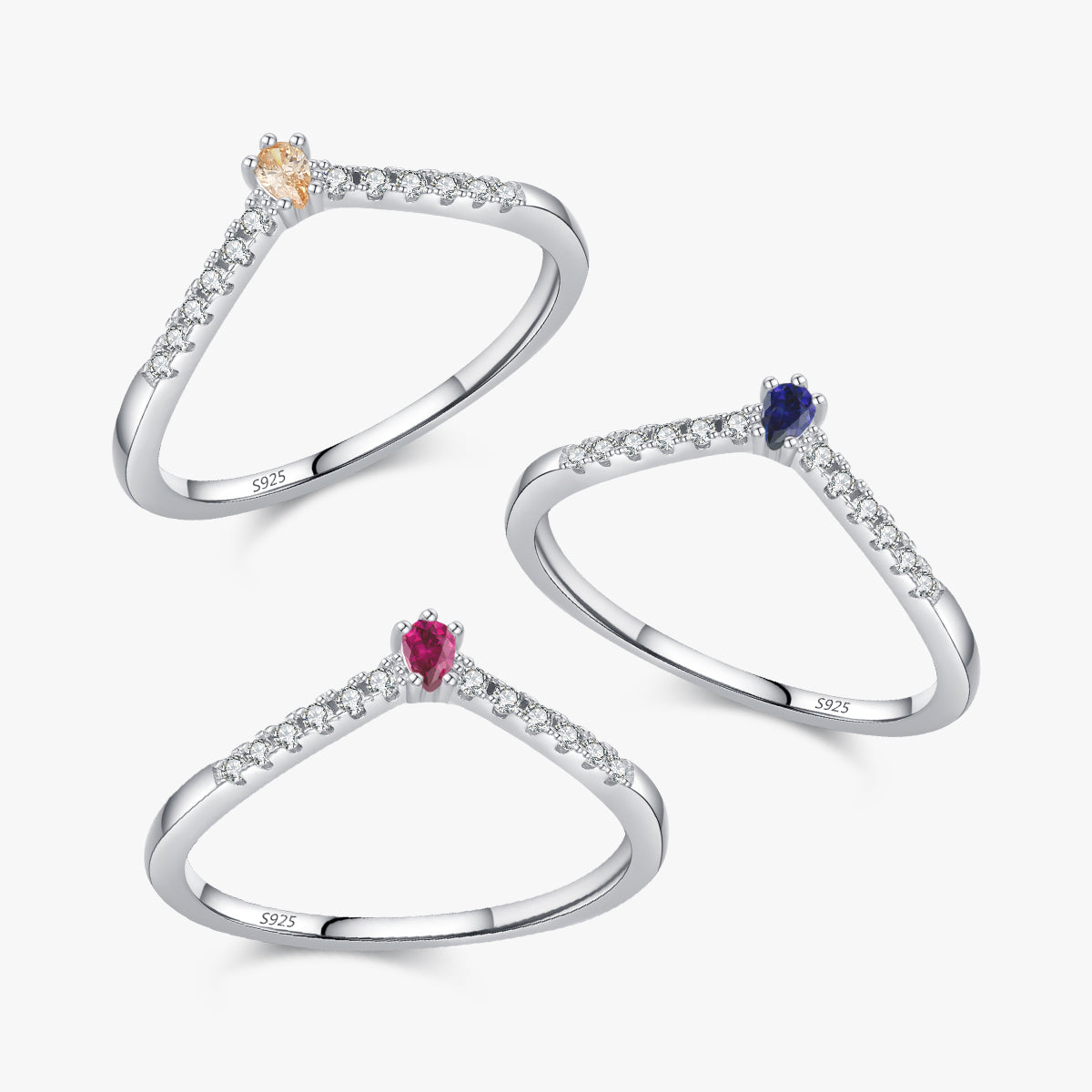 Minimalist Sterling Silver Zircon Stacking Ring for Women