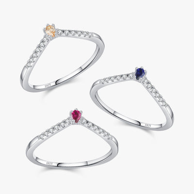 Minimalist Sterling Silver Zircon Stacking Ring for Women