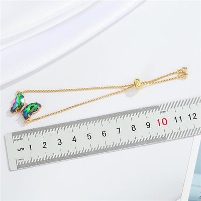 Elegant Crystal Butterfly Pendant Adjustable Bracelet for Women