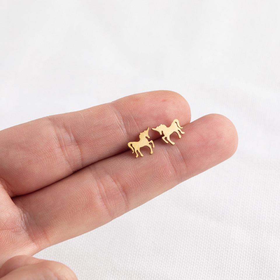 Simple Unicorn Alloy Stud Earrings - Trendy Minimalist Jewelry