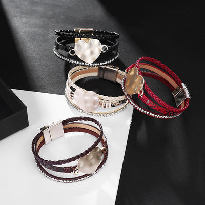Bohemian Triple Layer Woven Snake Pattern Leather Bracelet
