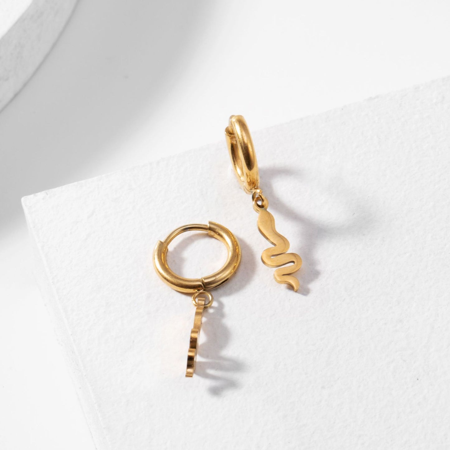 Snake-Shaped Geometric Stainless Steel and S925 Silver Earrings