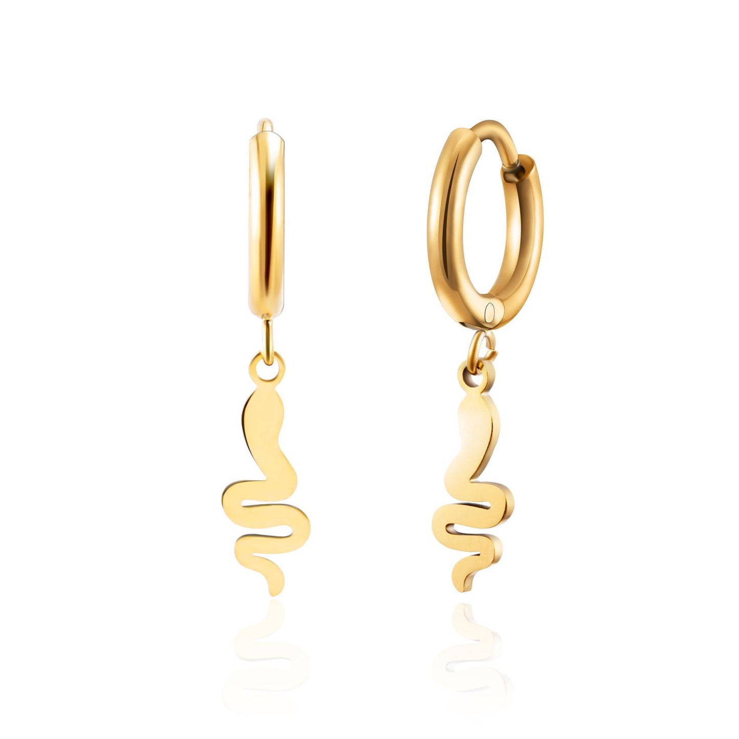 Snake-Shaped Geometric Stainless Steel and S925 Silver Earrings