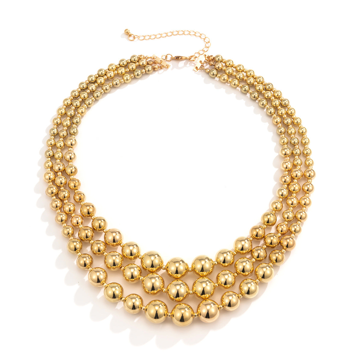 Layered Geometric Beaded Clavicle Chain Necklace