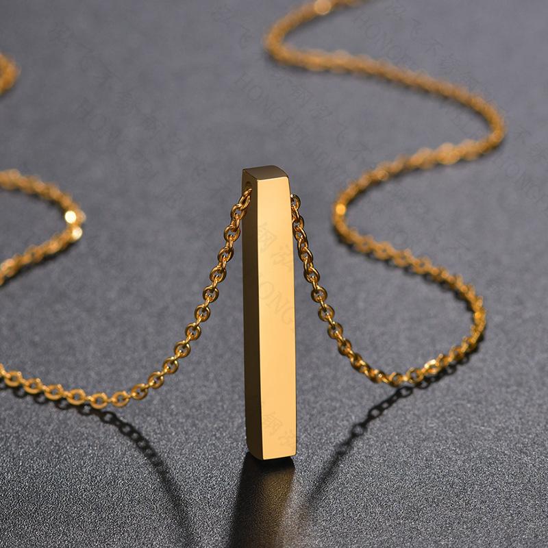 Stainless Steel Personalized Engraved Cylinder Pendant Necklace
