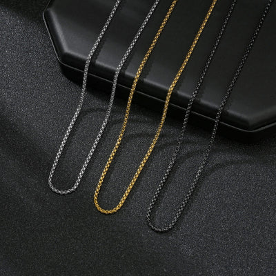 Stainless Steel Gold Box Chain Necklace and Bracelet Set