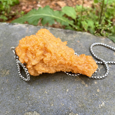Streetwear Chicken PVC Unisex Pendant Necklace - Creative 3D Foodie Couple Gift Accessory