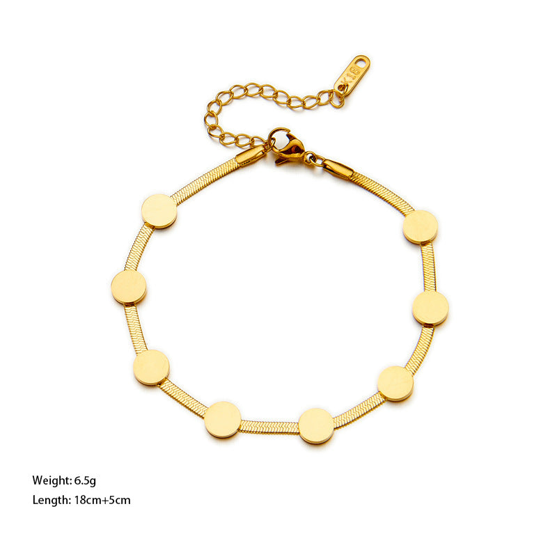 Streetwear Heart Shape Titanium Steel Shell Inlay Minimalist Bracelet Necklace Set