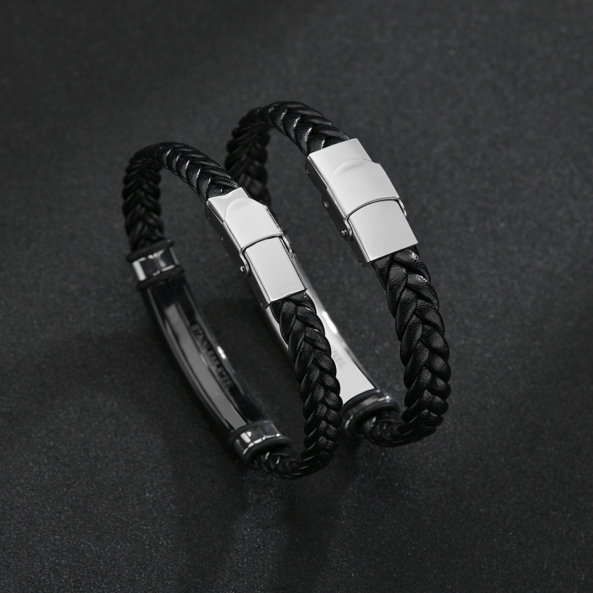 Streetwear Minimalist Stainless Steel Braided Leather Men's Bracelet