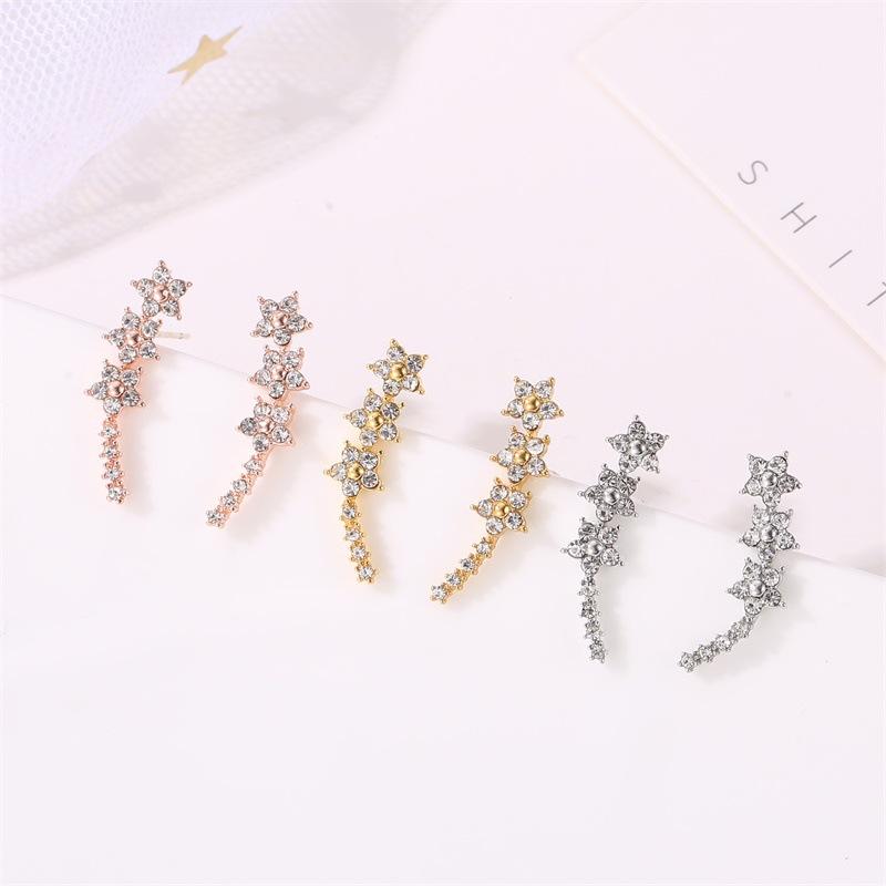 Stylish Rhinestone Star Ear Cuff and 925 Silver Stud Earrings