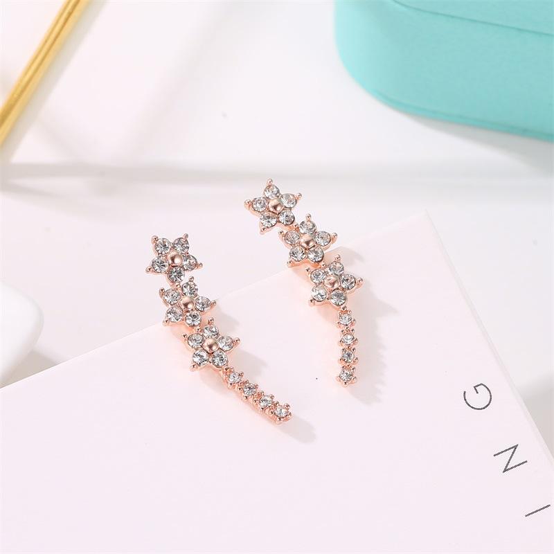 Stylish Rhinestone Star Ear Cuff and 925 Silver Stud Earrings