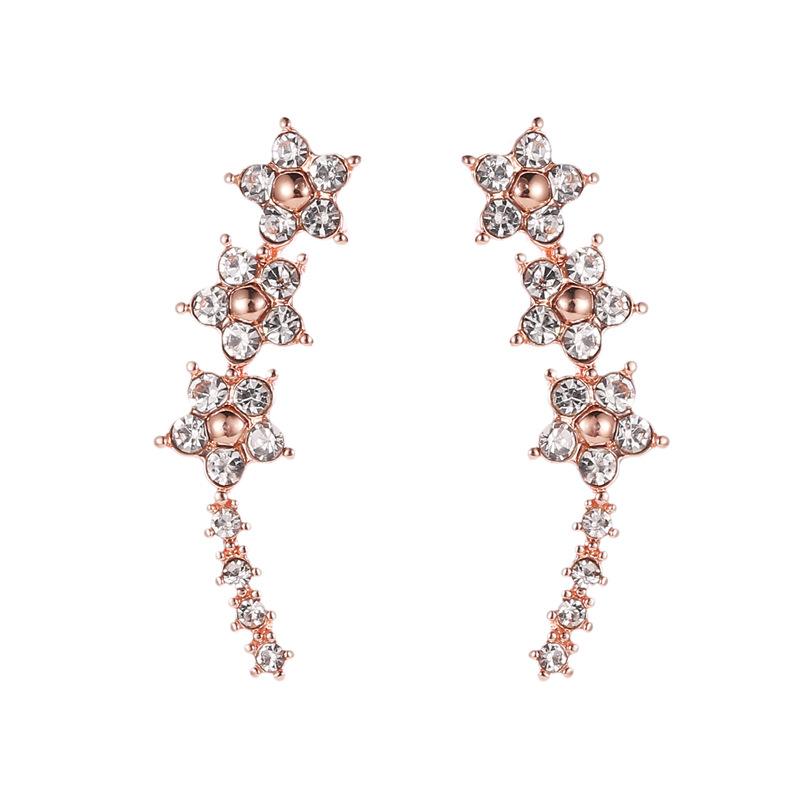 Stylish Rhinestone Star Ear Cuff and 925 Silver Stud Earrings