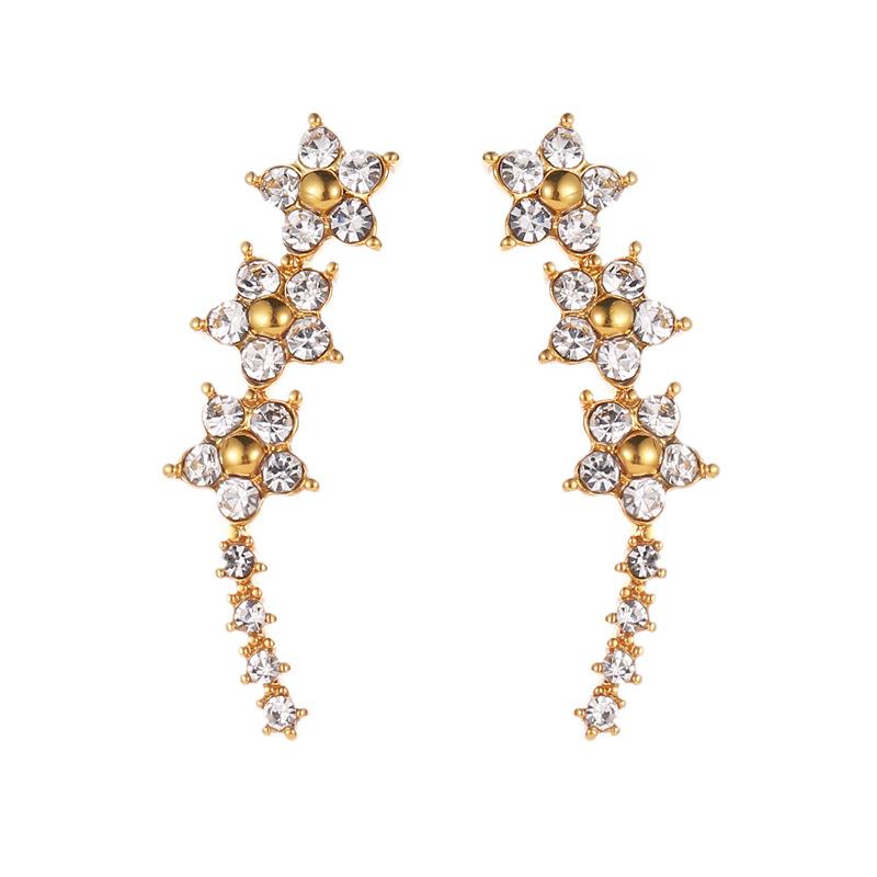 Stylish Rhinestone Star Ear Cuff and 925 Silver Stud Earrings