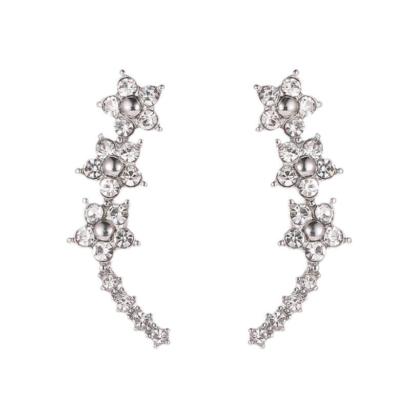 Stylish Rhinestone Star Ear Cuff and 925 Silver Stud Earrings