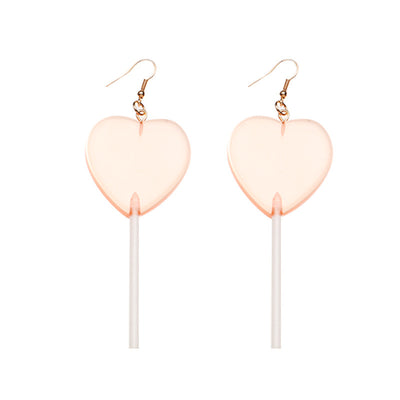 Sweet Candy Color Heart Lollipop Drop Earrings