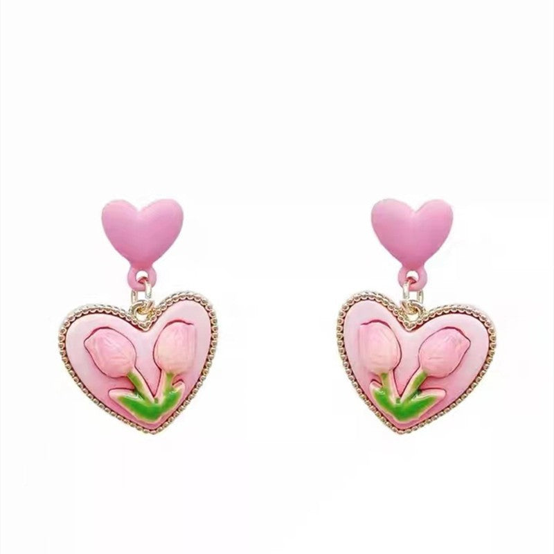 Sweet Lily of the Valley Flower Jewelry Set - Earrings and Necklace for Women