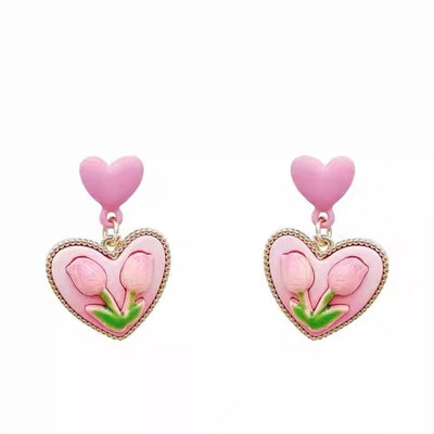 Sweet Lily of the Valley Flower Jewelry Set - Earrings and Necklace for Women