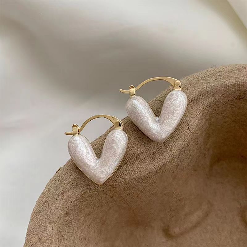 Sweet Heart Alloy Plated Minimalist Hoop Earrings