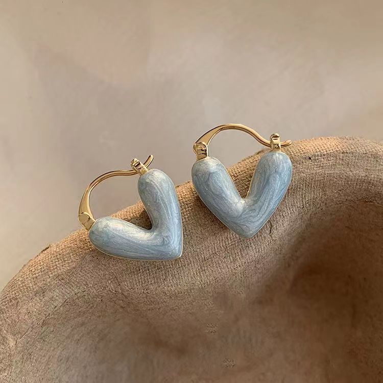 Sweet Heart Alloy Plated Minimalist Hoop Earrings