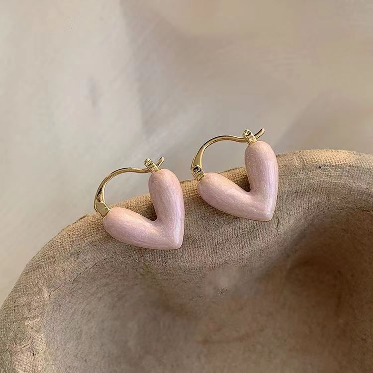 Sweet Heart Alloy Plated Minimalist Hoop Earrings
