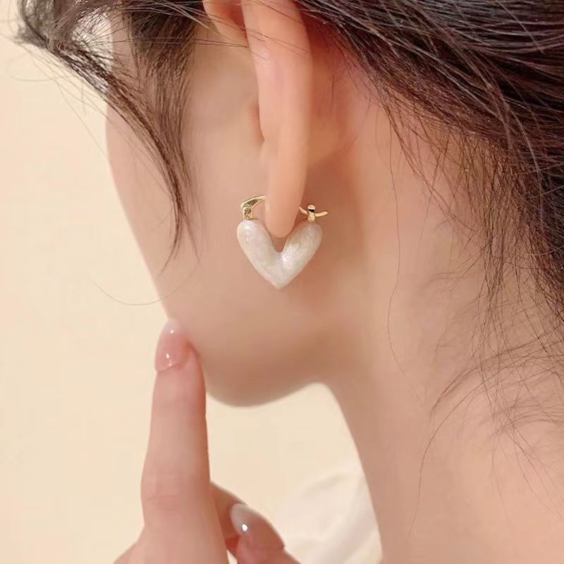 Sweet Heart Alloy Plated Minimalist Hoop Earrings