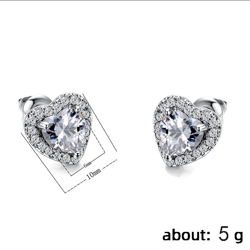 Sweet Heart Crystal Rhinestone Heart-Shaped Women's Earrings