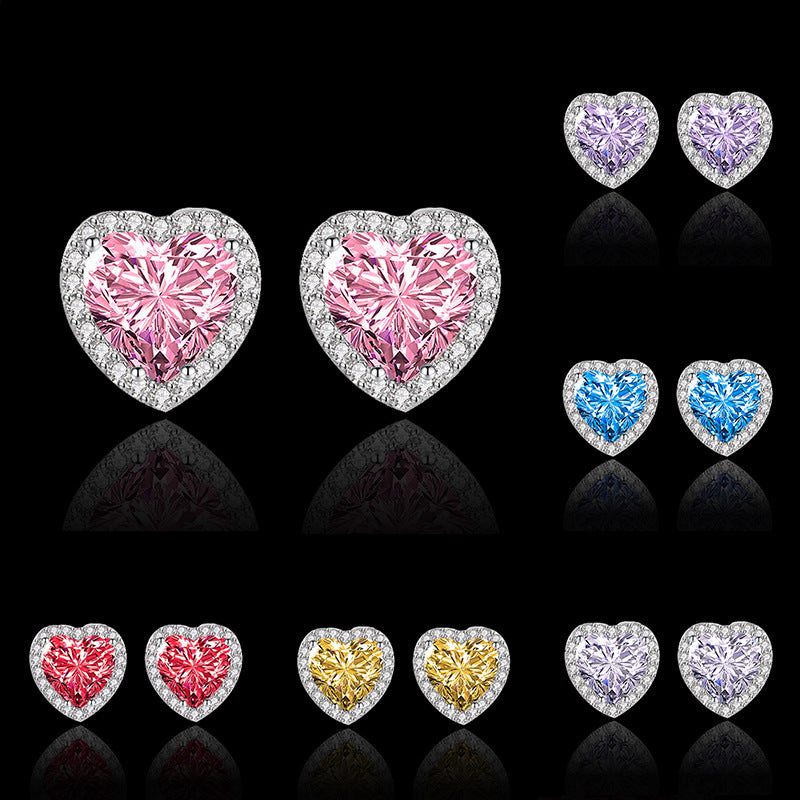 Sweet Heart Crystal Rhinestone Heart-Shaped Women's Earrings