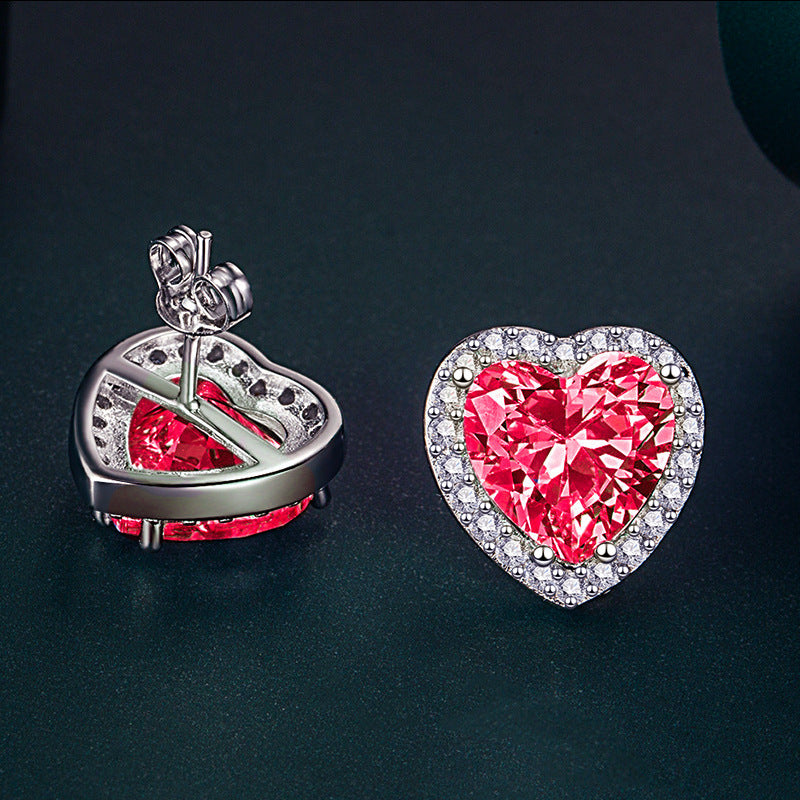Sweet Heart Crystal Rhinestone Heart-Shaped Women's Earrings