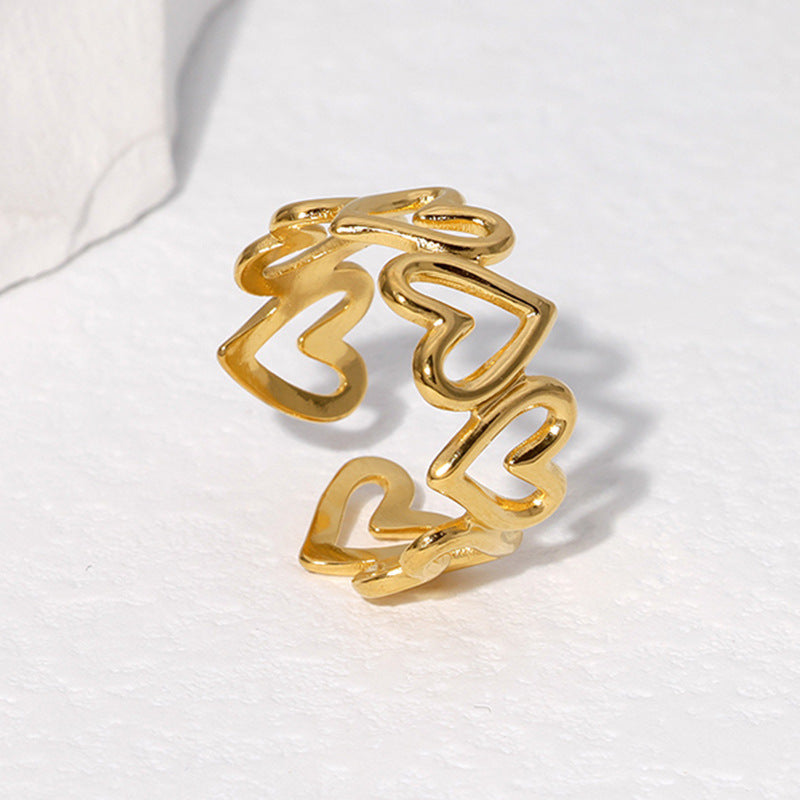 Sweet Heart Adjustable Stainless Steel Open Ring