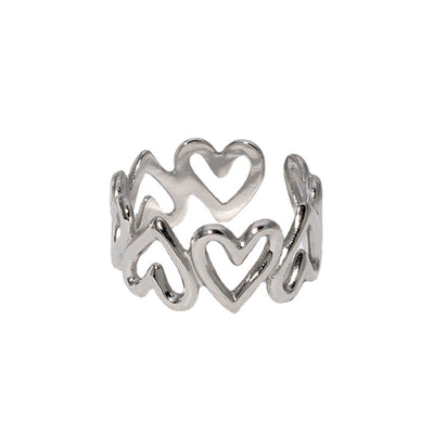 Sweet Heart Adjustable Stainless Steel Open Ring