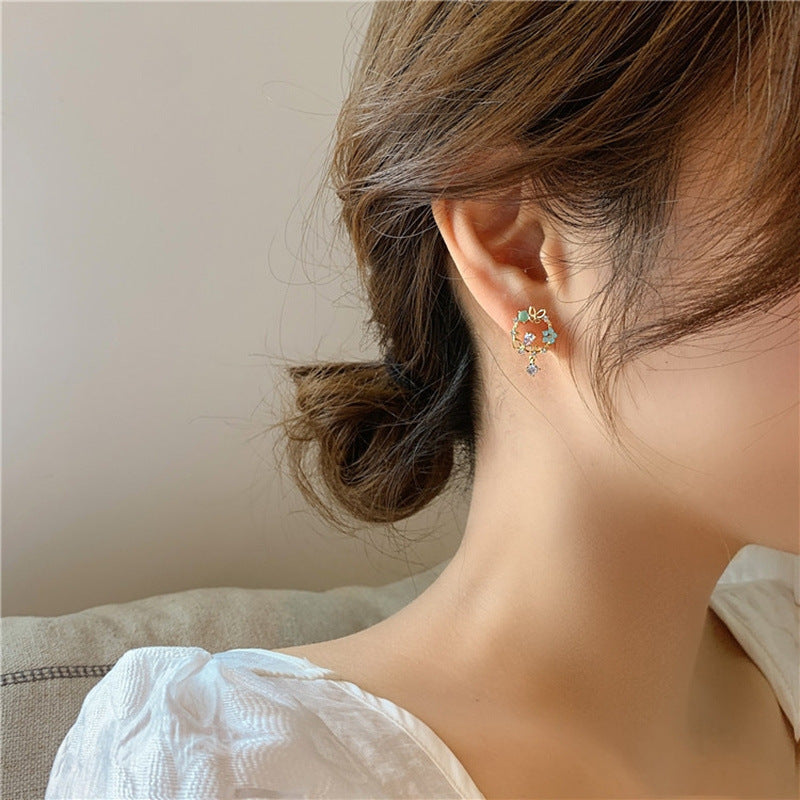 Sweet Vintage Flower Butterfly Alloy Rhinestone Earrings