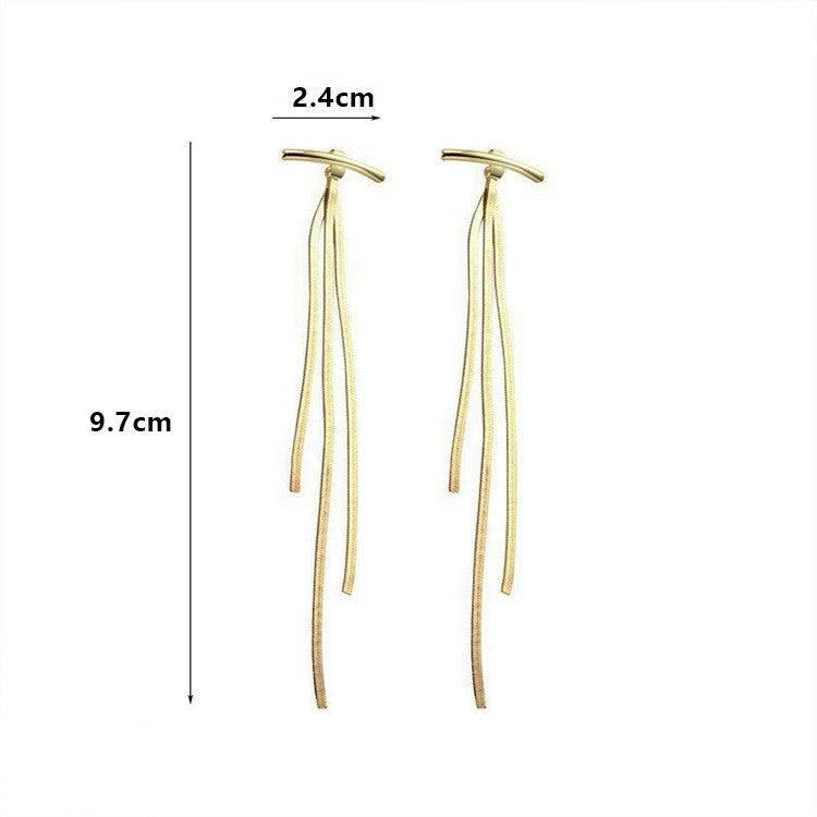 Sweet Tassel Plated Women's Long Drop Earrings - Korean Design