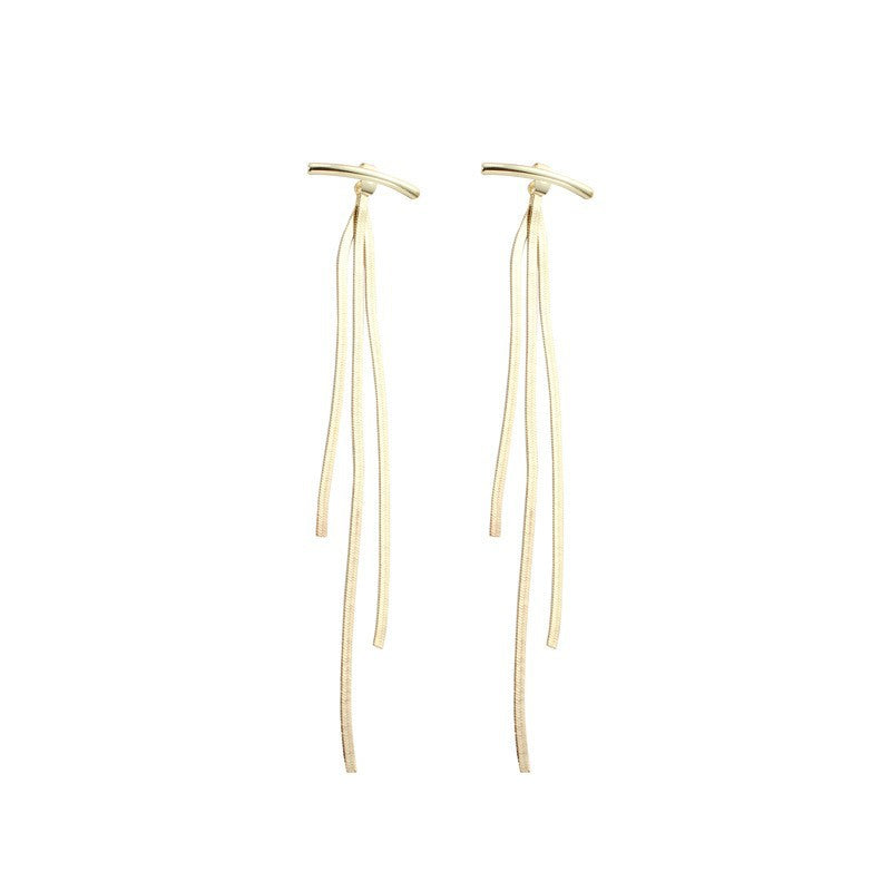 Sweet Tassel Plated Women's Long Drop Earrings - Korean Design