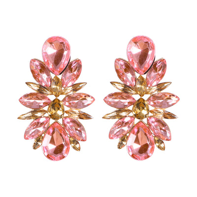 Elegant Rhinestone Flower Drop Earrings for Women