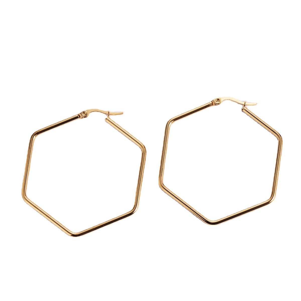 Titanium Steel Hexagon Hoop Earrings for Women - Fashion Jewelry Wholesale