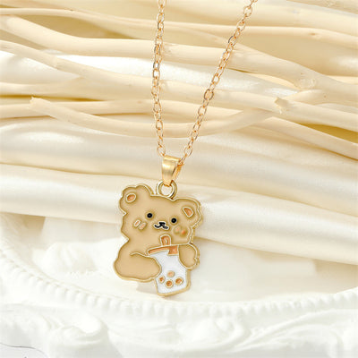 Trendy Cute Cartoon Animal Pendant Necklace - Bear, Frog, Rabbit Collarbone Chain