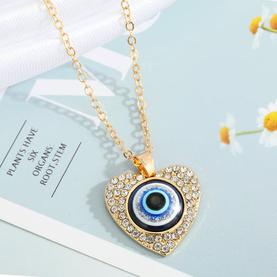 Turkey Blue Eye Pendant Alloy Diamond Necklace Collection for Women