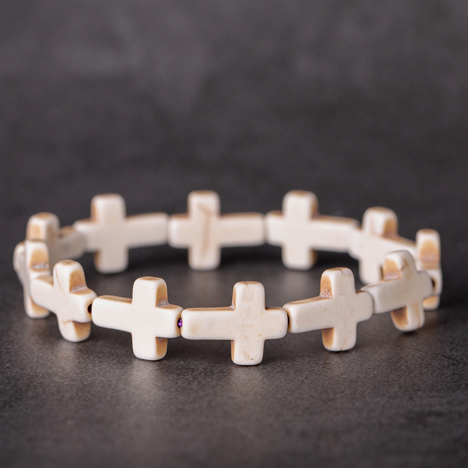 Turquoise Cross Bead Fashion Bracelet Jewelry Wholesale