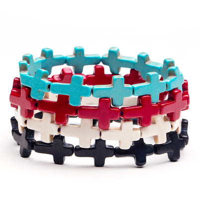 Turquoise Cross Bead Fashion Bracelet Jewelry Wholesale