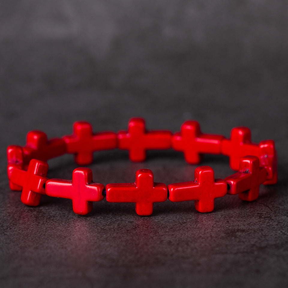 Turquoise Cross Bead Fashion Bracelet Jewelry Wholesale