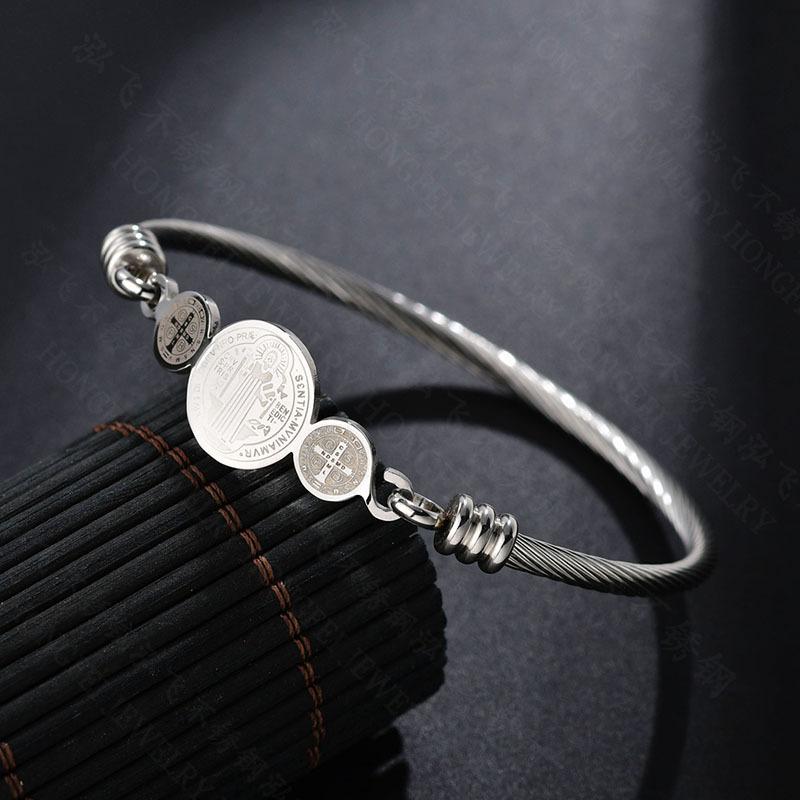 Unisex Geometric Stainless Steel Cross Weave Bracelets & Bangles