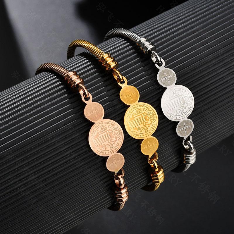 Unisex Geometric Stainless Steel Cross Weave Bracelets & Bangles