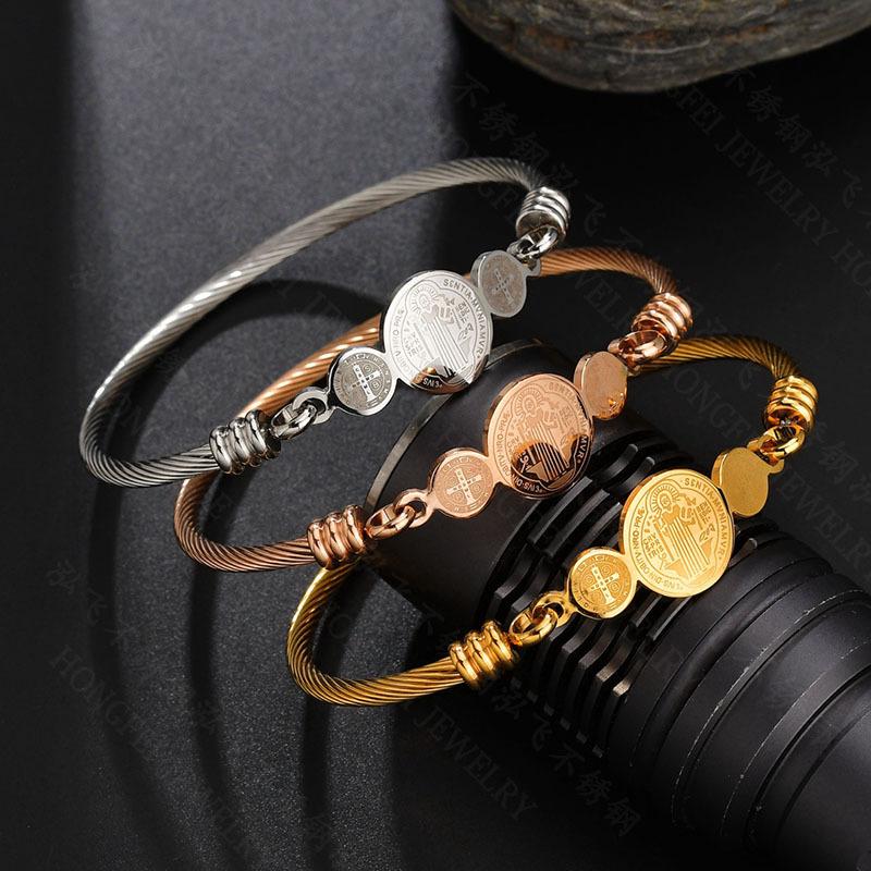 Unisex Geometric Stainless Steel Cross Weave Bracelets & Bangles
