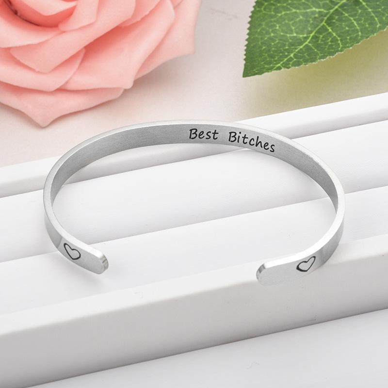 Unisex Adjustable Heart Shaped Stainless Steel Cuff Bracelet