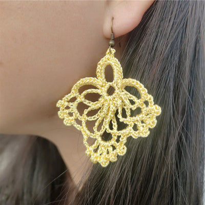 Bohemian Crochet Lace Fabric Drop Earrings for Women