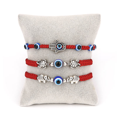 Vintage Evil Eye Palm Adjustable Red Rope Bracelet