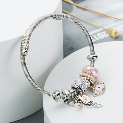 Vintage Evil Eye Pearl Drop Bracelet - Fashion Jewelry Accessory