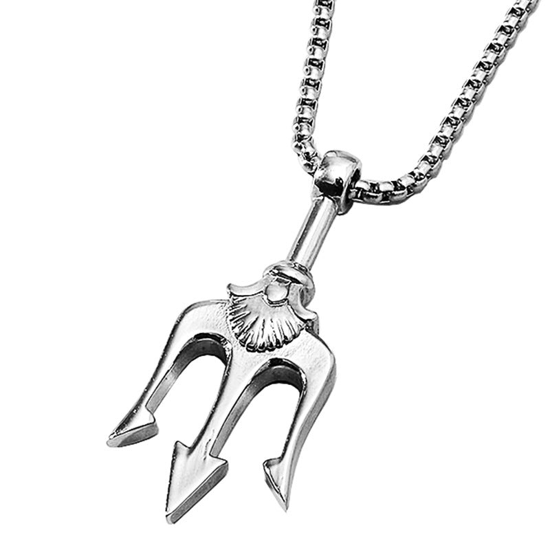 Vintage Geometric Aquaman Trident Pendant Necklace for Men