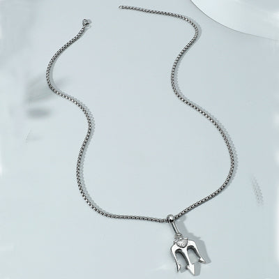 Vintage Geometric Aquaman Trident Pendant Necklace for Men